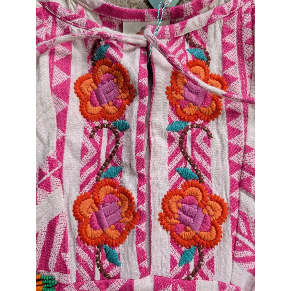 Farm Rio Jacquard Embroidered Maxi Dress Womens Medium NWT Pink Oversized Floral - Picture 8 of 12